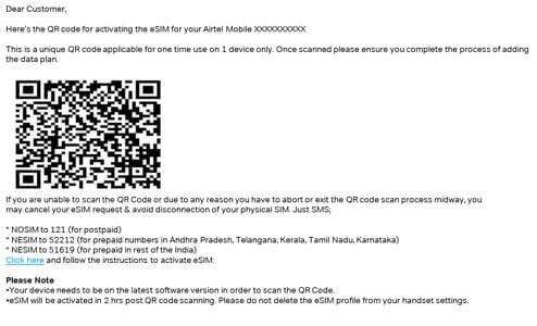airtel esim