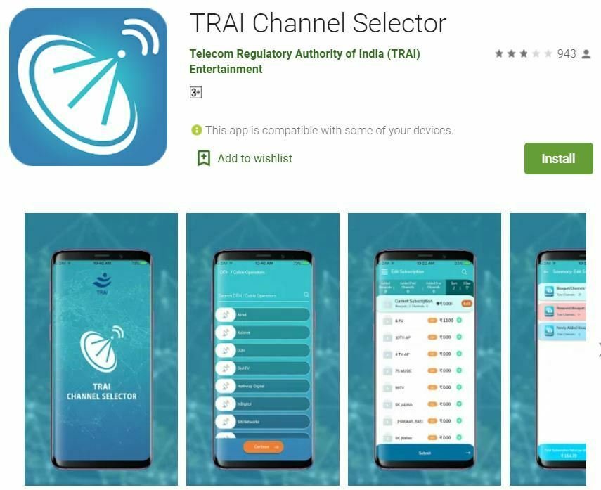 TRAI Channel Selector App Android