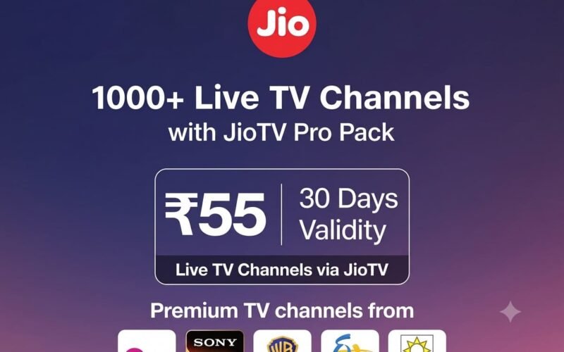 Jio Rs 55 JioTV Pro Pack Launched with 1000+ Live TV Channels