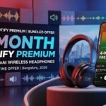 Boat wireless audio products paired with Spotify Premium logo promoting 4-month bundled offer